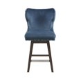 thumbnail image 3 of Madison Park Hancock 27" Solid Wood Polyester Swivel Counter Stool in Dark Blue, 3 of 9