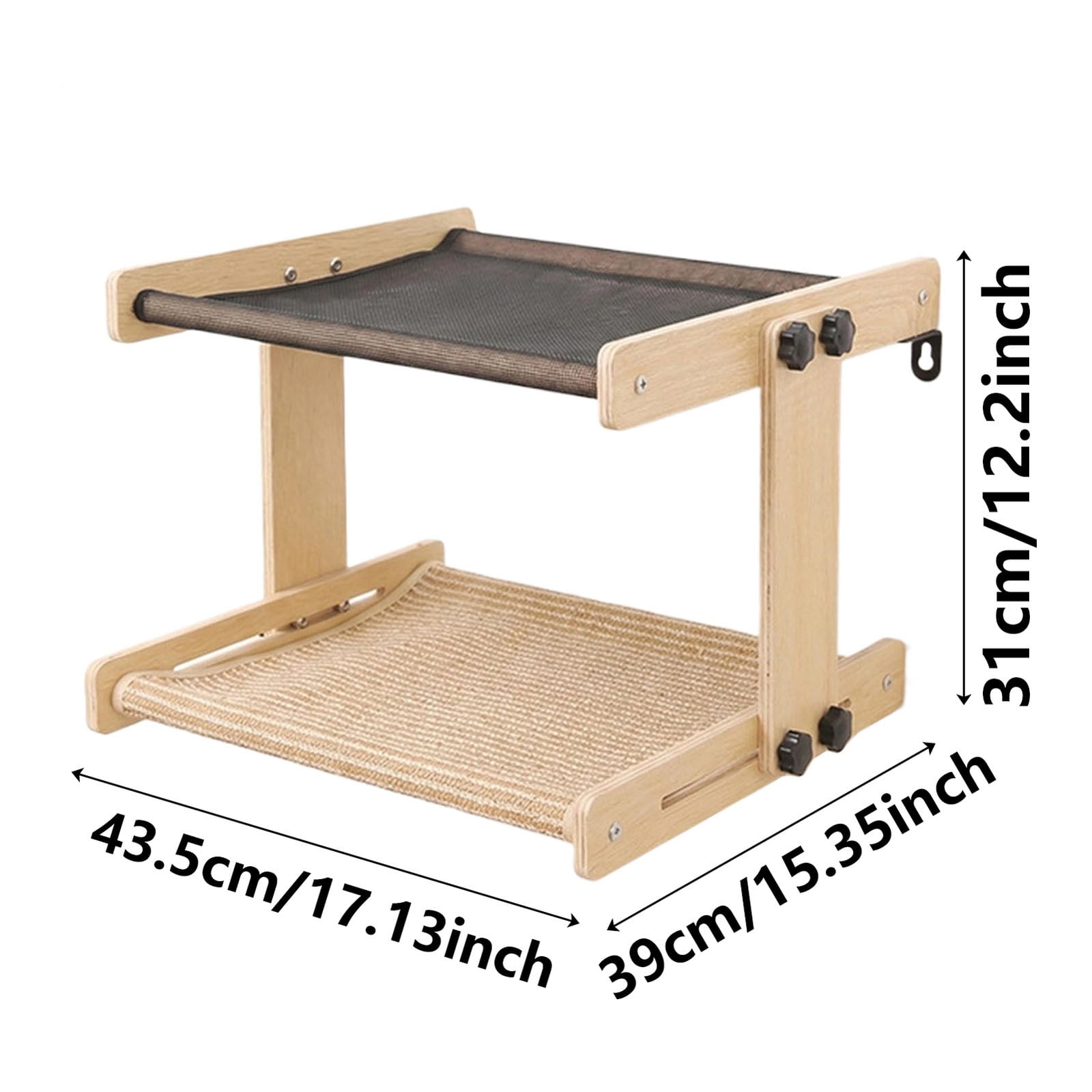 Dual-Level Cat Perch,Wooden Cat Window Perch,Floating Cat Shelf, Cat Hammock Bed, Cat Window Seat, For Indoor Cats 17Inch