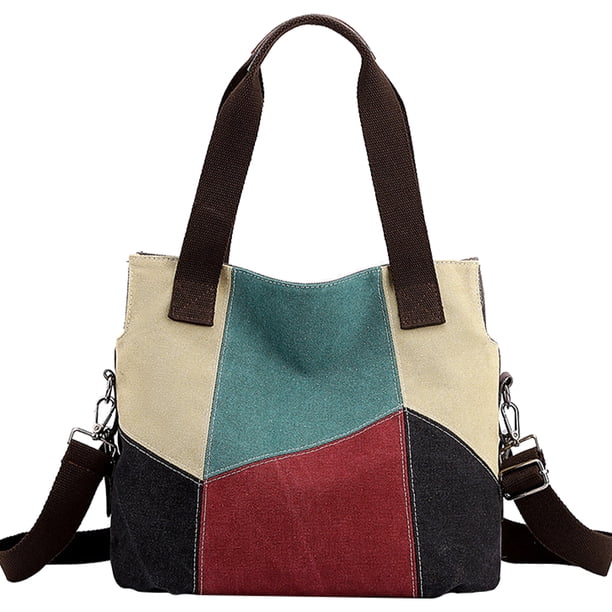 Bolsa De Hombro Bolsa de hombro de lona Casual Lady Shopping Bag Costuras en contraste para el trabajo (Rojo) Tmvgtek Para Estrenar