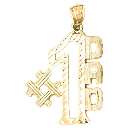 18K Yellow Gold #1 Dad Pendant - 28 mm