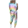 thumbnail image 2 of successthop Sweat Outfits for Women Tie Dye Gradient Crewneck Long Sleeve Shirts and Jogger Sweatpants Sports Slim Outfits Activewear Tracksuit Jogging Suits Sweatsuits, 2 of 5