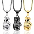 thumbnail image 3 of HIJONES Men's Stainless Steel Punk Style Single Boxing Gloves Multicolor Pendant Necklace Silver without Chain, 3 of 4
