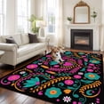 thumbnail image 2 of Large Area Rugs for Living Room Bedroom, Colorful Mexico 6'x9' Rug Washable Carpet Runner Indoor Outdoor, Modern Abstract Flowers Leaf Orange Pink Non Slip Floor Mats Rug for Kitchen, Playroom, 2 of 8