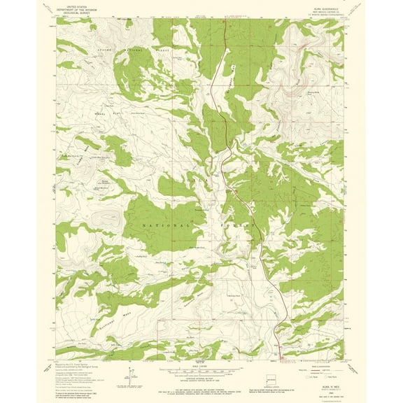 Topographical Map - Alma New Mexico Quad - USGS 1963 - 23 x 28.12 - Vintage Wall Art