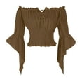 thumbnail image 3 of Camisas de otoño,Blusa campesina renacentista, top de manga trompeta con hombros descubiertos, top de moda de poliéster, estilo bohemio para mujer, sopatenor, 3 of 9