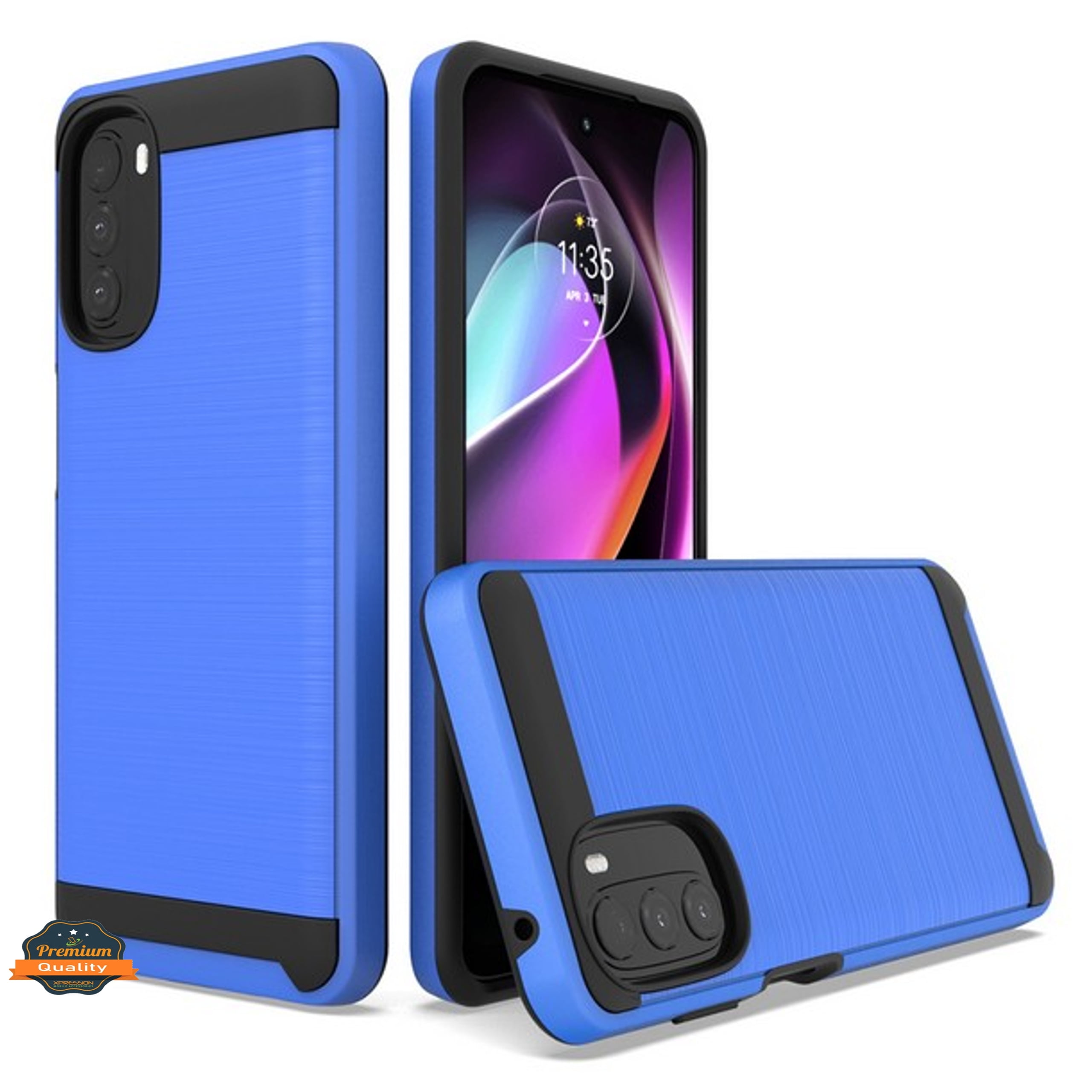 For Motorola Moto G 5G 2022 Slim Rugged TPU Hard PC Brushed Metal