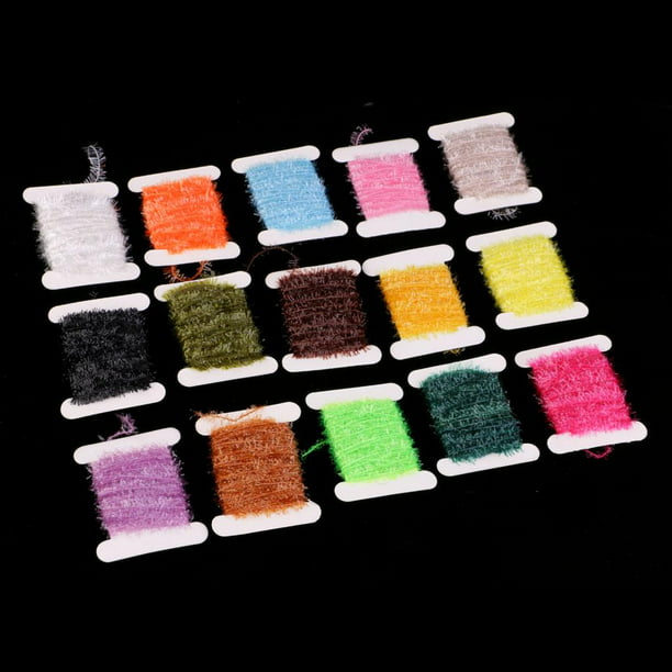 Almencla 15 Cards 5m/card Fly Fishing Tinsel Chenille Crystal Flash Line  Nymph Streamers