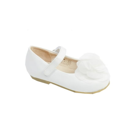 Pazitos Girls White Silk Rose Hook-And-Loop Mary Jane (Best Derrick Rose Shoes)