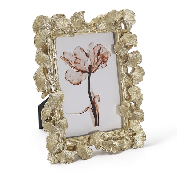 Gold Picture Frames 4x6 Picture Frame Gold, Vintage Ornate Leaf Textured Hand-Crafted Resin with Glass Front Antique Photo Frame for Tabletop Display, Retro Design Home Decor