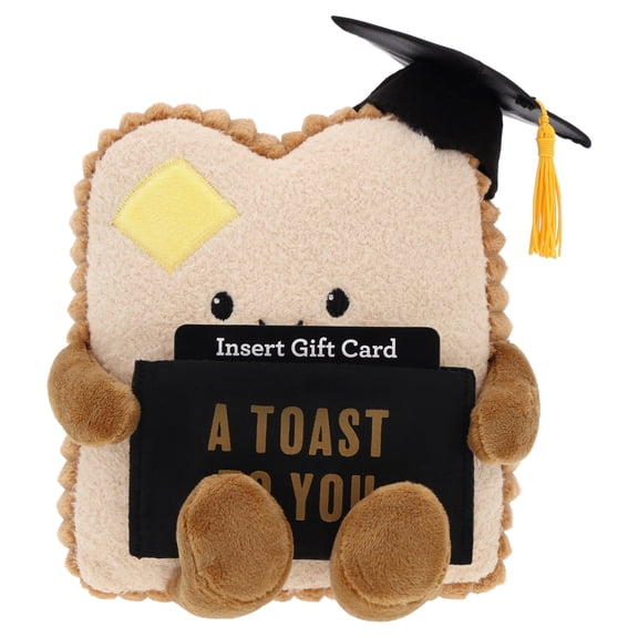 Toast to You Slice of Toast Plush Gift Card Holder, Brown and Black, Graduation by Way To Celebrate
