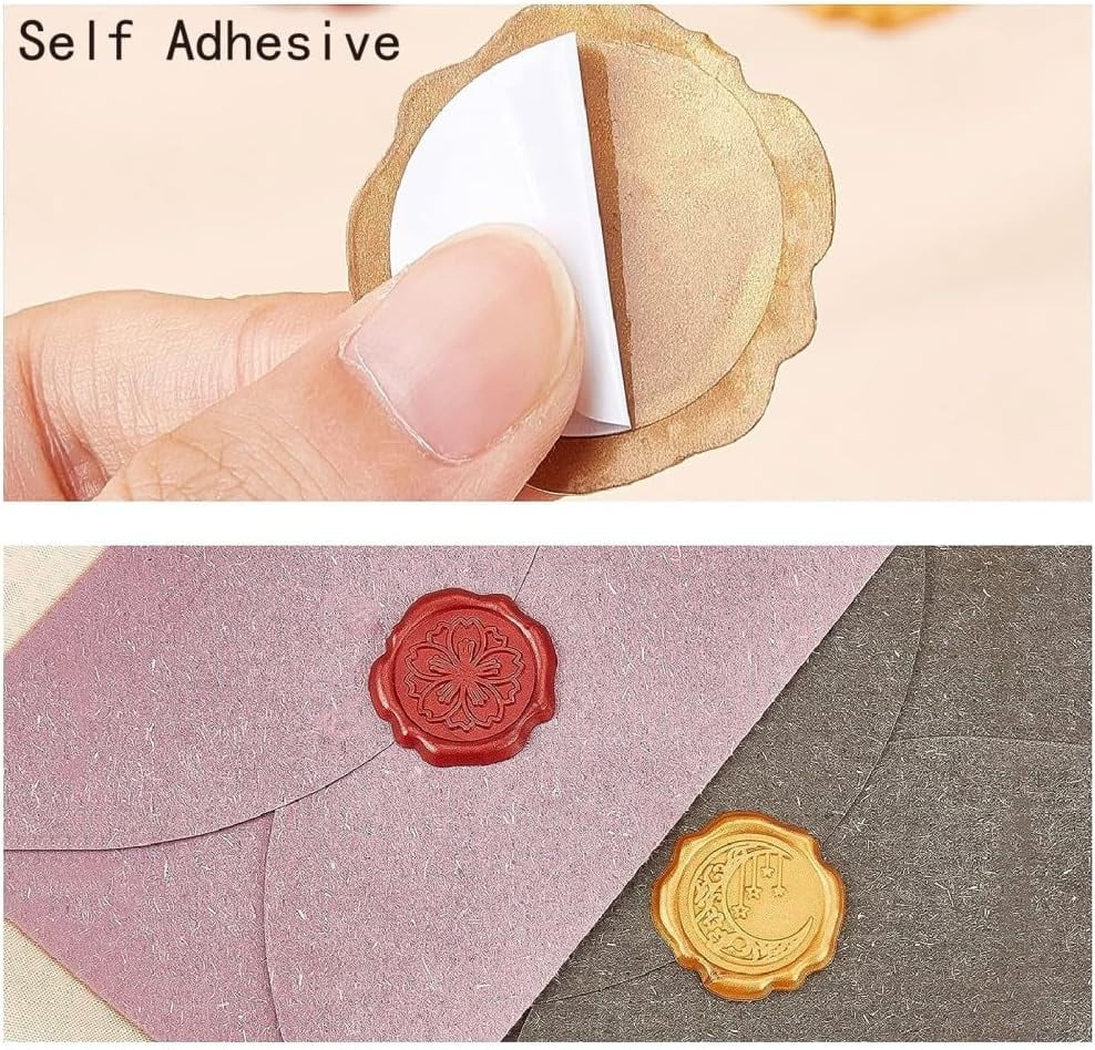 100Pcs Adhesive Wax Seal Stickers Envelope Seal Decoration For Craft Scrapbook DIY Gift Goldenrod Letter M 30mm