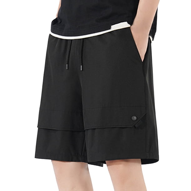 Pantalones cortos casuales de color liso para hombre, tejido de seda Ice, elástico en cuatro direcciones, deportes al aire libre, transpirables, M-XXXXL