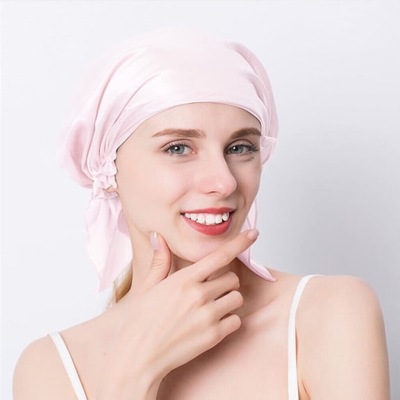 LQCrafK 100% Mulberry Silk Sleep Cap with Elastic Cord, Hair Care Bonnet for Shower Makeup Doing Housework