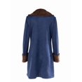 thumbnail image 4 of Women'S Suede Patchwork Plush Lapel Jacket Slim Fit Long Casual Coat Navy Blue XXL, 4 of 9