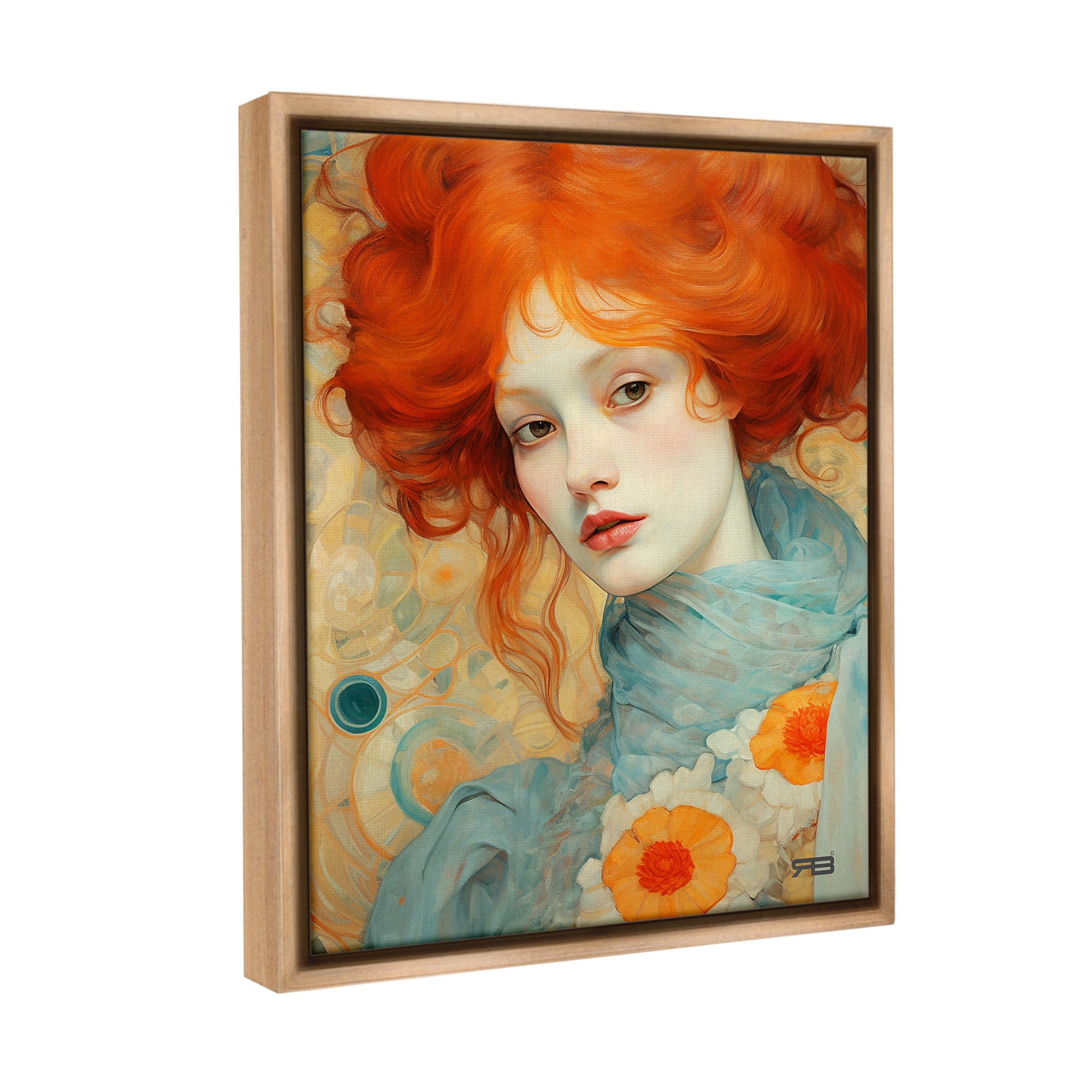 Stupell Industries Flower Patterned Woman Botanical & Floral Painting Brown Floater Framed Canvas Art Print Wall Art, 17 x 21