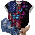 thumbnail image 6 of mgoYE 2XL T-Shirt for Women 250th Anniversary USA Shirt Women American Flag Shirts USA Flag Stars Stripes Graphic Blouse Patriotic Shirt 4th of July T Shirt Summer Tops Tee|Black XL, 6 of 7