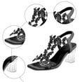 thumbnail image 5 of Rokment Bridal Glitter Rhinestones Butterfly Dressy Sandals for Women Delicate Elegant Square Toe Clear Chunky Block Slingback High Heels Bride Wedding Summer Dress Pumps 2026 Black Size 6, 5 of 6
