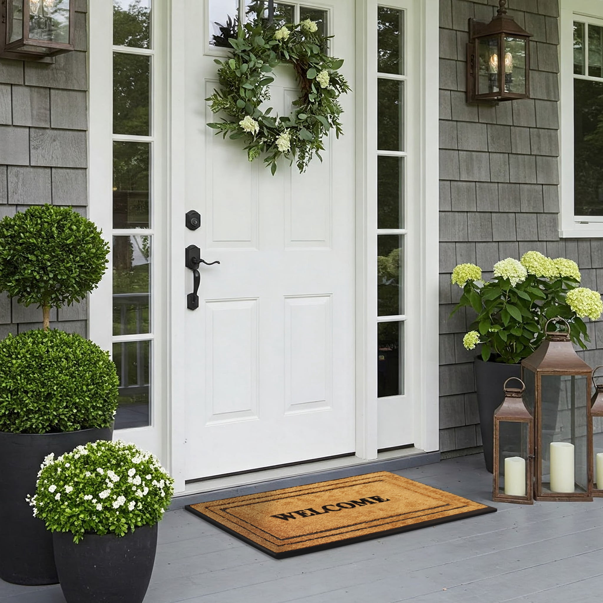 A1 Home Collections Natural Coir & Rubber Door Mat, Long-Lasting Entrance Doormats for Front Door, Thick & Non-Slip Durable Outdoor Entry Mat 18" x 32"