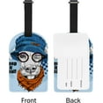 thumbnail image 5 of GZHJMY Dog Wearing Blue Hat Luggage Tags Set of 2, PU Leather Travel ID Label with Privacy Name Card Cover for Travel Bag Suitcase Decoration, 5 of 6