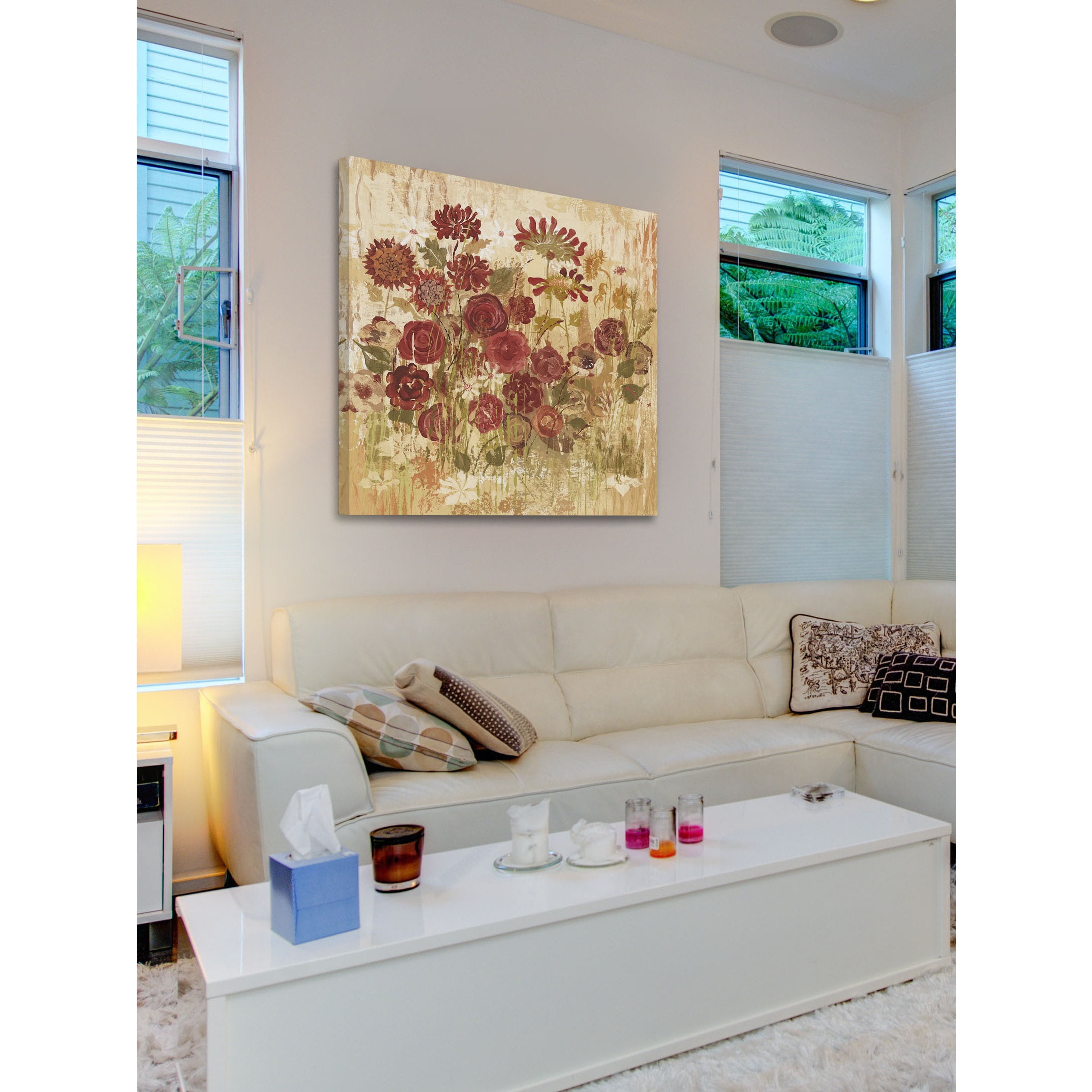 Marmont Hill "Floral Frenzy Burgundy VI" Painting Print on Canvas
