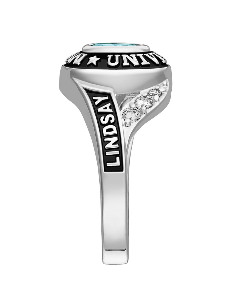 Freestyle Class Rings, Bypass Oval Gemstone Class Ring, Silver, 5