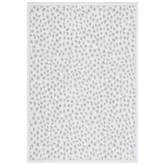 SAFAVIEH Courtyard Otis Spotted Indoor/Outdoor Area Rug, Ivory/Grey, 4' x 5'7"