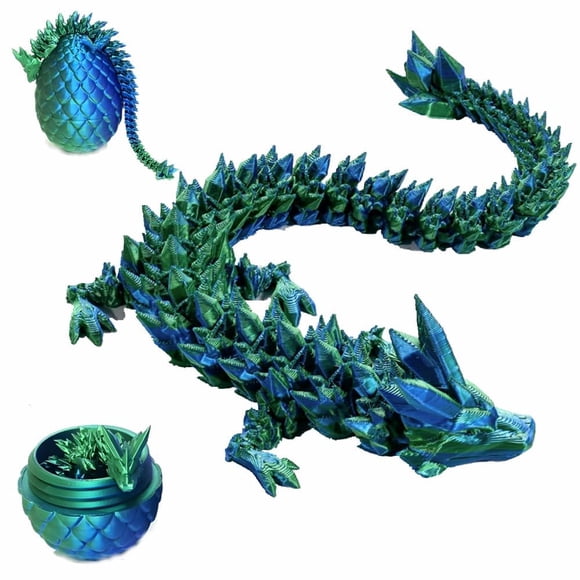 Huevo de dragón Zobetro impreso en 3D con dragón de cristal articulado