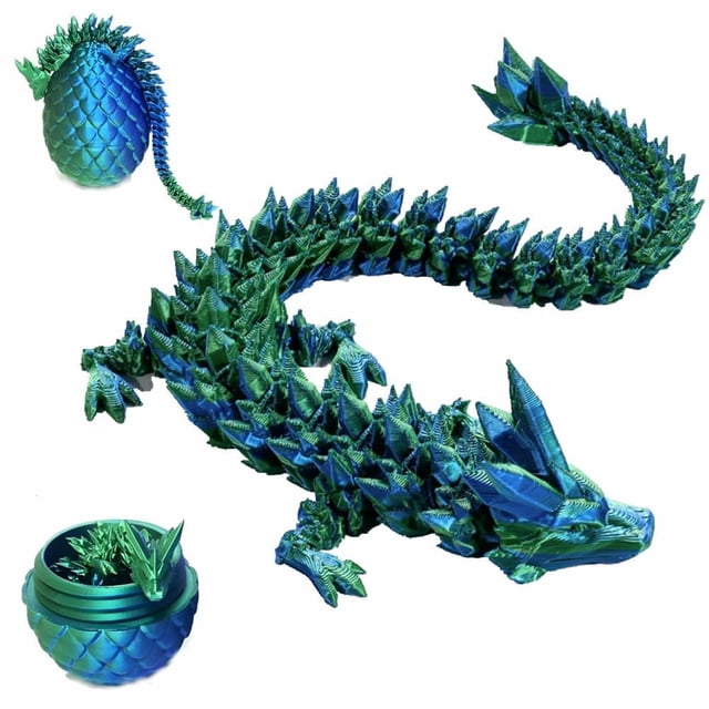 Huevo de dragón Zobetro impreso en 3D con dragón de cristal articulado