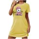 thumbnail image 1 of Camisón corto de talla grande para mujer, camisón de manga corta con estampado de pecho a la moda, camisón para mujer, 1 of 3