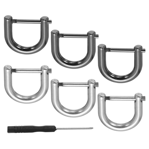 Uxcell D-Rings Screw in Shackle 8 Pcs Zinc Alloy Semicircle Buckles Replacement for Purse Keychain Accessories Silver/Black 1/2"