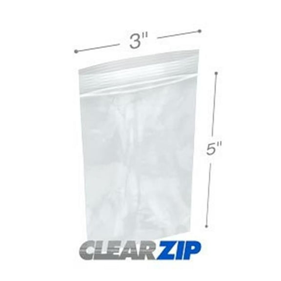 International Plastics CZ60305 3 x 5 in. ClearZip Lock Bags, 0.006 Gauge - Case of 1000