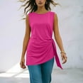 thumbnail image 6 of Kukoosong Women's Tunic Tank Tops, Side Ruched Irregular Hem Loose Fit Camisole Tops, Soft Stretchy Long Vest Shirts for Beach, Summer Casual Round Neck Sleeveless Tanks, 6 of 7
