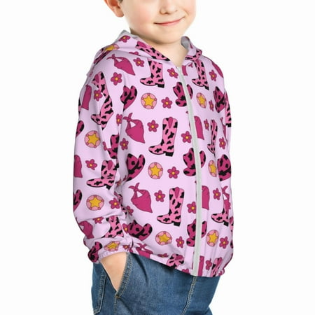 

Uemuo Retro Cowgirl Pattern Rash Guard for Boys Girls Long Sleeve Swim Shirts UPF 50+ UV Sun Protection Hooded Fishing Shirt with Pocket for Kid-2 Years