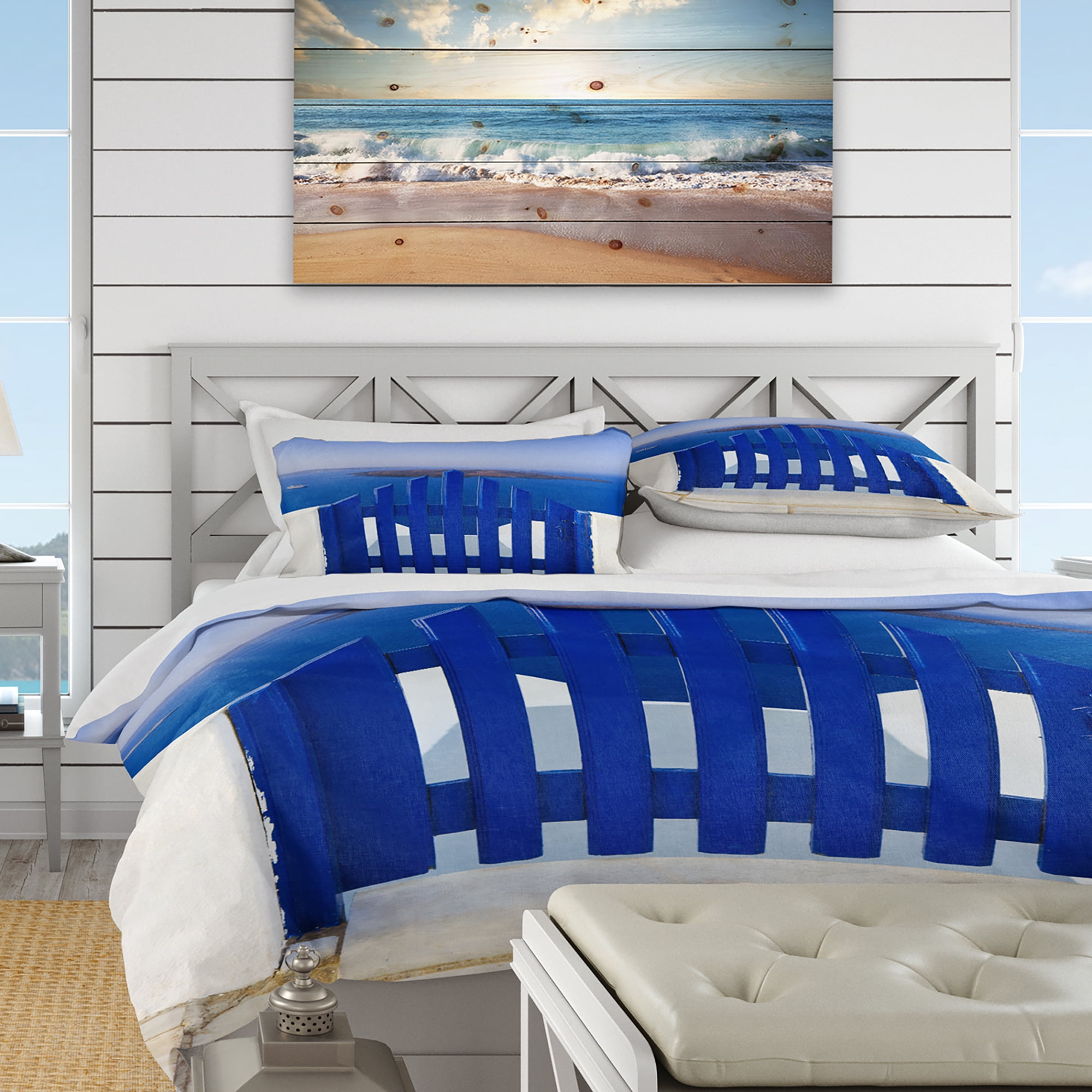 Designart 'Santorini View To Volcano' Modern & Contemporary Duvet Cover Set