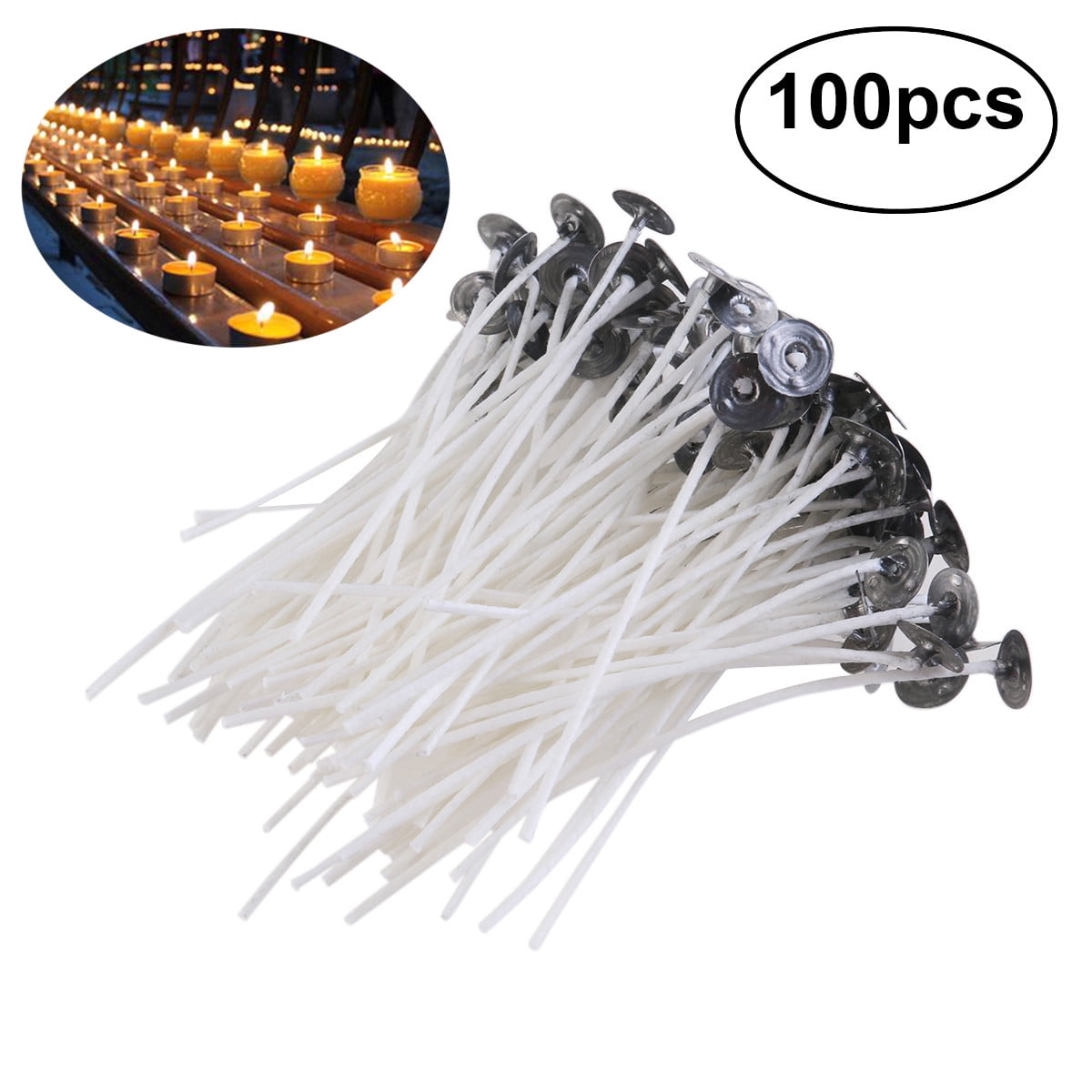 100pcs Natural Candle Wick Low Smoke PreWaxed & Natural Cotton Core