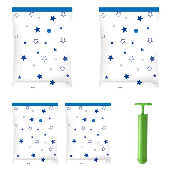 Bolsa Ropa Bolsa de almacenamiento de plástico Bolsa de compresión al vacío Suministros de organizador para el hogar, 2 piezas grandes, 2 piezas pequeñas, bomba Monstrate HA003823-03