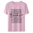 thumbnail image 6 of Scyoekwg Summer Tops for Women Short Sleeve Tunic Shirts Summer Teacher's Day Cute Printed Trendy Short Sleeve Round Neck Loose Lightweight Tops Comfy Casual Tunic Tops Graphic Tees Pink XL, 6 of 7