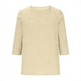 thumbnail image 6 of Women's Casual 3/4 Sleeve T-Shirts Round Neck Cute Tunic Tops Basic Tees Blouses Business Work Tee Top Beige S-Xxl, 6 of 6