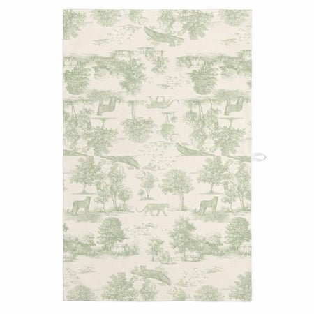 Tiger Leopard 1 Pack Kitchen Towel Water Absorbent Dish Towel Green Country Retro Forest Trees Animals Decorative Hand Towels - Quick Drying Cloth for Cooking Baking 18x28 Inch