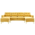 thumbnail image 4 of 110" L-Shape Convertible Sectional Sofa Couch with Movable Ottoman for Living Room, Apartment, Office (Yellow), 4 of 12