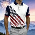 thumbnail image 2 of USA 250Th Anniversary Shirt Men's Short Sleeve Polo Shirt Stars and Stripes Print Button Front Casual Top Independence Day Patriotic Style Breathable White L, 2 of 4