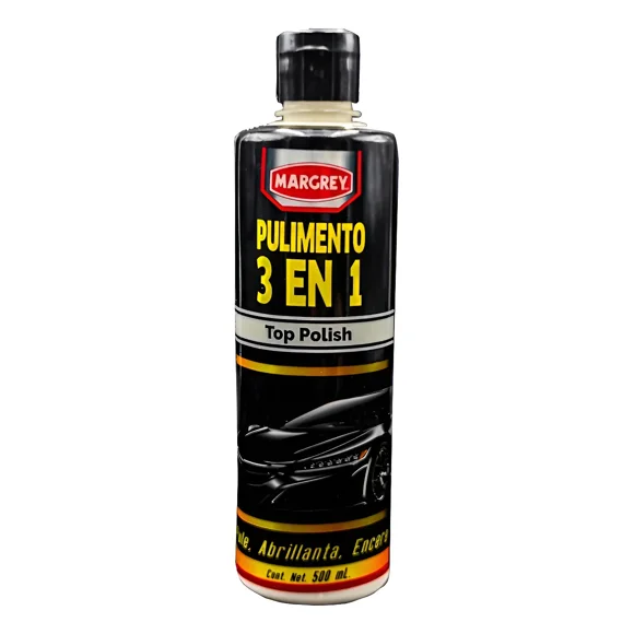 Abrillantador, Cera y Pulimento 3 en 1 Polish Margrey Blanco 500 ml | Cuidado de Pintura Automotriz