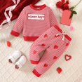 thumbnail image 2 of Kogui Toddler Baby Outfit Set Kids Toddler Girl Clothes Long Sleeve Top and Jeans Pants 2Pcs Fall Winter Girl Outfits 3 6 9 12 18 Months 2T 3T 4T 5T (Red,6-12 Months), 2 of 9