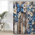 thumbnail image 2 of 60x72 Inch Shower Curtains for Bathroom Blue White Daisy Fabric Bath Curtain Decor Vintage Pastoral Butterfly Rustic Wood Waterproof Restroom Curtains Shower Set Accessories with 12 Hooks 60 Inch, 2 of 6