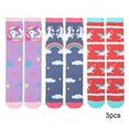 thumbnail image 3 of Esaierr Kids Toddler Girls Printed Socks,3-12 Years Old 3 Pairs Knee-High Cartoon Stockings,Girls Mid-Calf Socks, 3 of 6