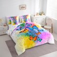 thumbnail image 3 of jejeloiu Colorful Butterflies 7-Piece Twin Bedding Sets,Wild Flying Animal Bedding Comforter Set,Watercolor Splashing Ink Sheet Sets For Girls Kids,Super Cozy Room Decor Reversible, 3 of 8