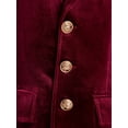 thumbnail image 5 of Hansber Boys Velvet Blazer Kids Tuxedo Suit Jacket Classic Fit Lapel Collar Single Breasted Long Sleeve Coat Burgundy 6, 5 of 7