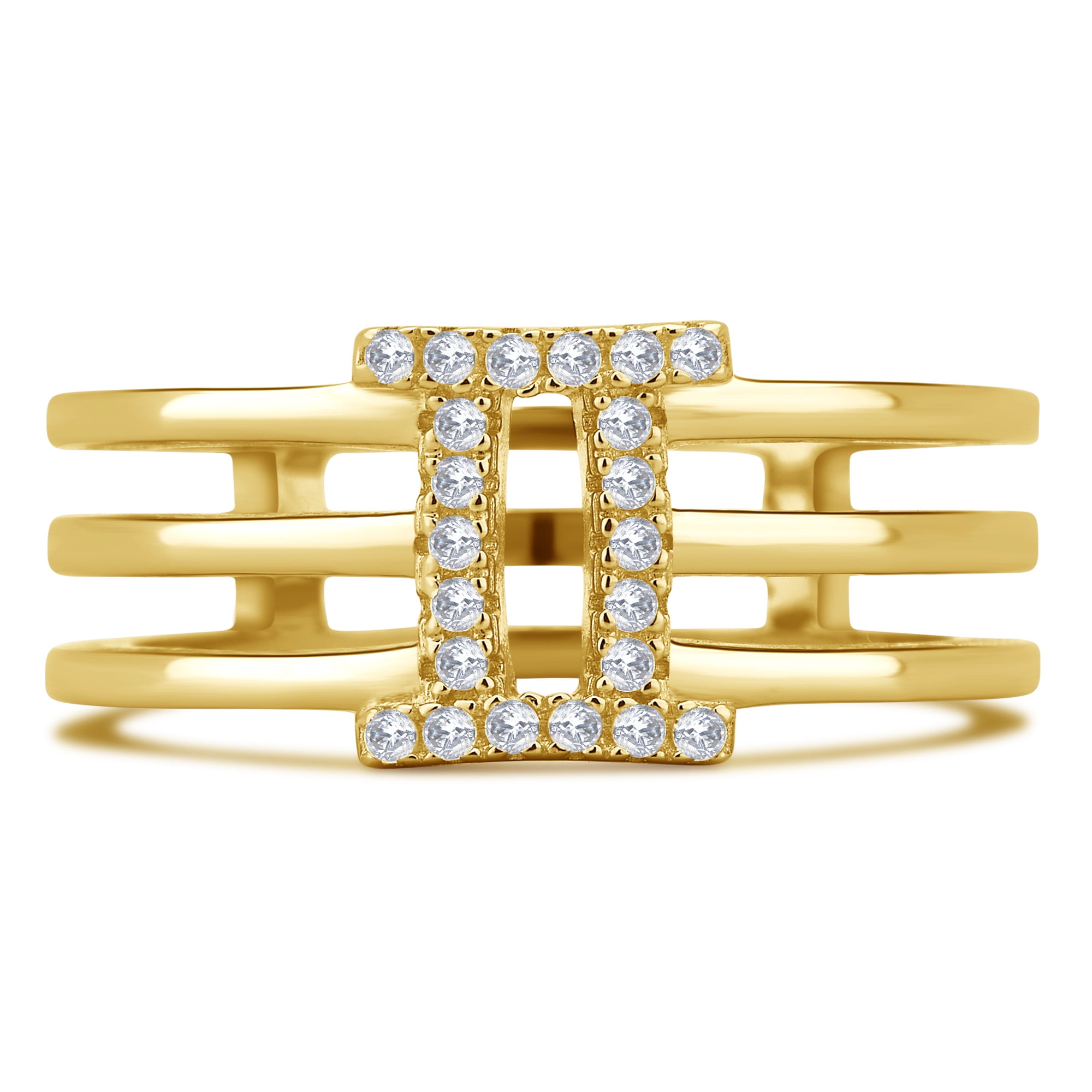 1/5 Carat T.W Roman Digit "II" Cubic Zirconia Fashion Ring, Gold Tone Sterling Silver