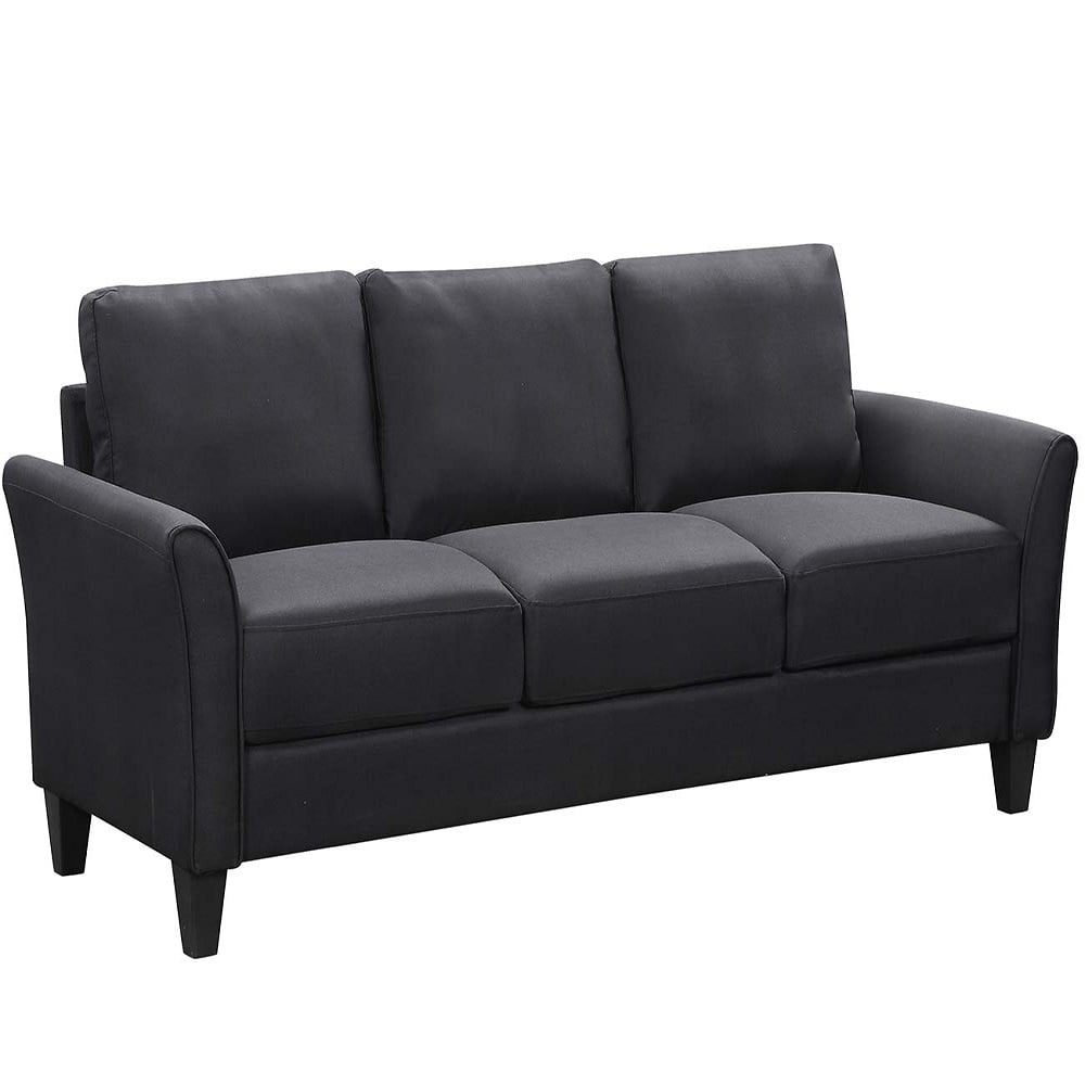 Kepooman Mid-Century Modern Curved Arm Loveseat Sofa & 3-seat Sofa for Living Room, 72.4”W x 29”D x 33”H, Black Kepooman Mid-Century Modern Curved Arm Loveseat Sofa & 3-seat Sofa for Living Room, 72.4”W x 29”D x 33”H, Black