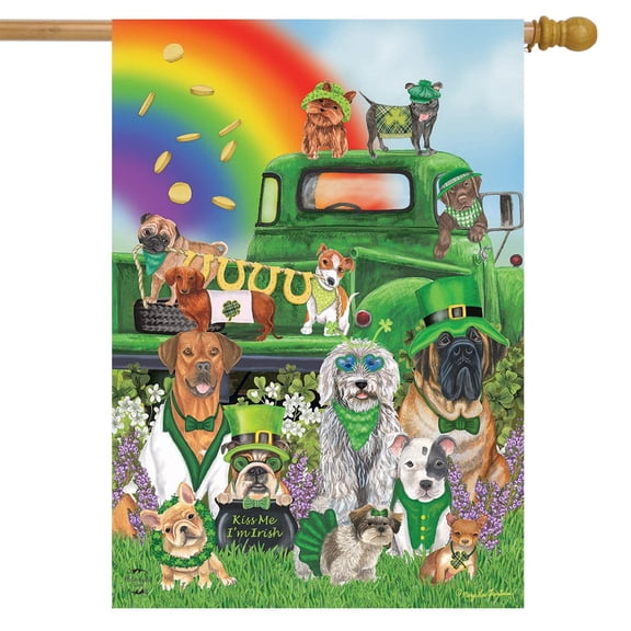 Briarwood Lane Lucky Pups St. Patrick's Day House Flag
